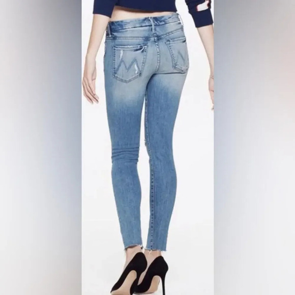 MOTHER Denim The Pixie Fray Losing Control Skinny Blue Size 28 - Picture 2 of 10